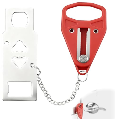 Portable Door Lock, for Hotel Travel Safety, Stainless Steel Extra Safety Lock for Hotels, Apartments, Dorms and Bedrooms, Easy Tool-Free Installation for Added Privacy and Protection