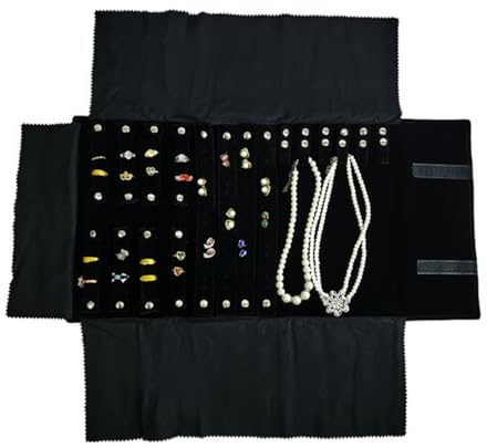 CFEWV 1 Set Pochette Rouleau À Bijoux Pour Voyage, Pochette Bijoux Voyage, Pour Rangement De Bracelet Collier Bague, Noir