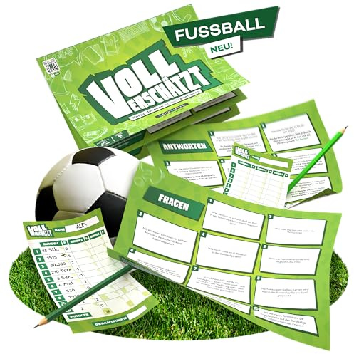 DENKRIESEN - VOLL VERSCHÄTZT! Fussball Edition | DIN A4 Block | Ab 12 Jahren | Schätzspiel & Familienspiel | Fragen ums Thema Fußball | Ohne Internet - Antworten mit auf dem Block | Fussballgeschenk
