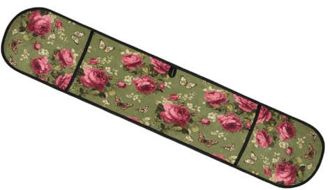 JXDXHCW Double Oven Gloves Heat Resistant Pink Rose Green Butterfly Oven Mitts for Baking Cooking and Kitchen, 90 * 19 cm