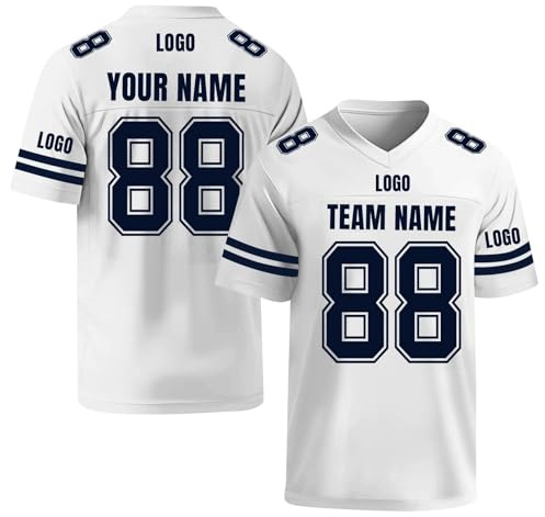 Generisch Personalisiert American Football Trikot Herren mit V-Ausschnitt | Personalisierte Rugby T Shirts mit Name Nummer Personalisierte Spieltrikots für Kinder Erwachsene XS -3XL