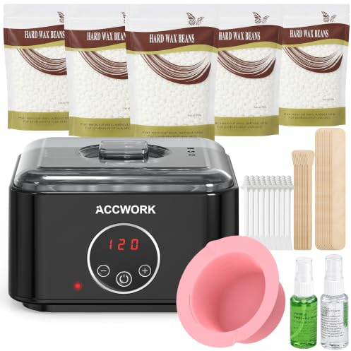 Kit Ceretta con Scaldacera Touch per Viso e Corpo | 500 g di Cera, Pentolino in Silicone, 30 Applicatori, 10 Collari Protettivi, 2 Prodotti Pre/Post, Donna e Uomo