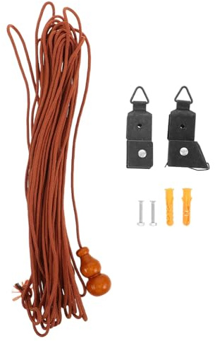 NESTINGHO Set Completo di Accessori per Tende in bambù con Cordicelle e Carrucole, Compatibile con Tende a Rullo e a Strappo, Design Vintage e di Sollevamento Preciso Colore Casuale