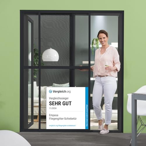 empasa Insektenschutz Doppelschiebetür 'XXL' Schiebetür Fliegengitter Tür, individuell kürzbar, Größe 240 x 240 cm