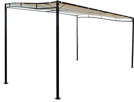 MilaniHome.it - Gazebo Pergola A Parete 3x4 in Metallo Nero con Telo Beige per Esterno E Giardino Pergolato Verandadi coloreAntracite