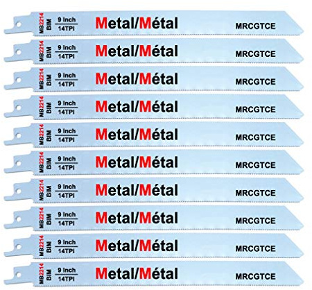 10 Piece 9” 14-TPI Thick Metal Cutting Reciprocating Saw Blades