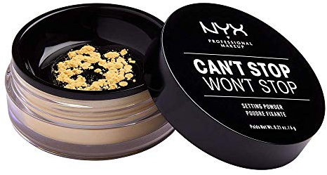 NYX Professional Makeup, Cipria in Polvere, Can't Stop Won't Stop Setting Powder, Polvere libera, Finish matte, Minimizza le zone lucide, Tonalità: Banana