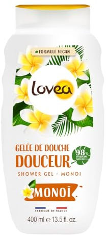 LOVEA - Gelée De Douche - Monoï - Mousse Fine & Onctueuse - Nettoie En Douceur - 96% D'Origine Naturelle - PH Neutre - Sans Sulfate - Fabriqué En France - 400 ml