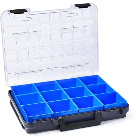 WFix Sortimentskasten Sortimo T-BOXX 320 Anthrazit mit Insetboxen-Set C3 | Sortierkasten Schrauben gross, Insetboxenset C3 blau, Schraubenkoffer Sortimentsbox, Aufbewahrungsbox mit Deckel, stapelbar