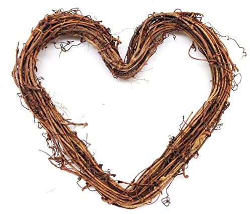 KARMELLING 1 PC Natural Grapevine Heart Wreath|Easter Home Decor | Natural Rattan Wreath | Wedding Wreath, 8 Inch