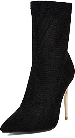 Smilice Damen High Heels, Sexy Stiefeletten mit Stiletto (Schwarz, 46)