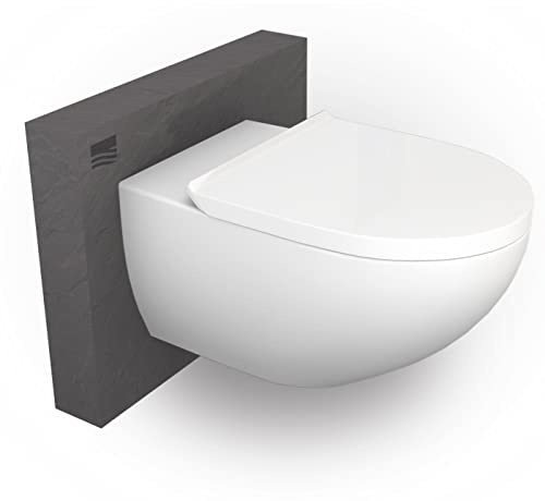 Bernstein spülrandloses Wand-WC E-9030 – Weiß matt, Tiefspüler, Soft-Close-Deckel, Nano-Beschichtung, waagerechter Abgang, geräuschloses Schließen