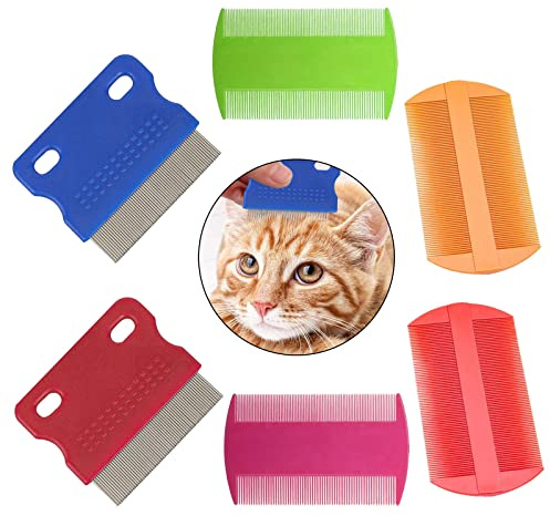 6 Pcs Dog Cat Hair Removal Massaging Combs, Dandruff & Stain Remover (Random Colour)
