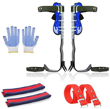 YongHang Baumklettern Spike Set 304 Edelstahl Höhen Einstellbar Tree Climbing Spike Baumklettern Ausrüstung mit Handschuhe und Fußriemen für Baumpfleger Baumkletterer Absturzsicherung