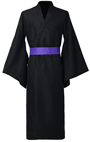 BPURB Bata tipo kimono tradicional japonés Yukata para hombre, bata para el hogar, pijama, Negro, XXL