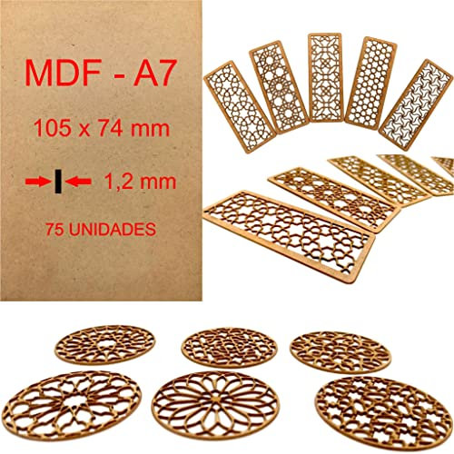 MDF Tablero Madera A7 | 105 x 74 x 1.2 mm Corte por Laser 10 w, 20 w, 30 w, 40 w CNC Router, Modelado, Calado, Bricolaje, Manualidades, Acabado Pulido, Alta Densidad. Madera Calidad (75)