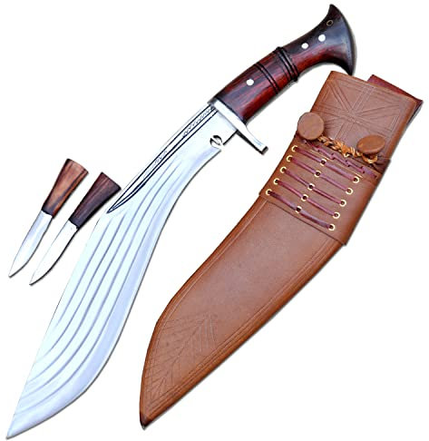 THE NEPAL 35 cm lange Klinge, authentisches Gurkha-Kukri-Messer, 5 volle Khukuri-Messer, Machete, großes Khukuri, gehärtet, geschärft, gebrauchsfertig, funktionsfähige Kukri-Machete