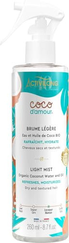 ACTIVILONG - Brume Légère Coco D'Amour - Sans Rinçage - Cheveux Texturés - Rafraîchit, Hydrate - 98% D'Ingrédients Naturels - Made in France - 260ml
