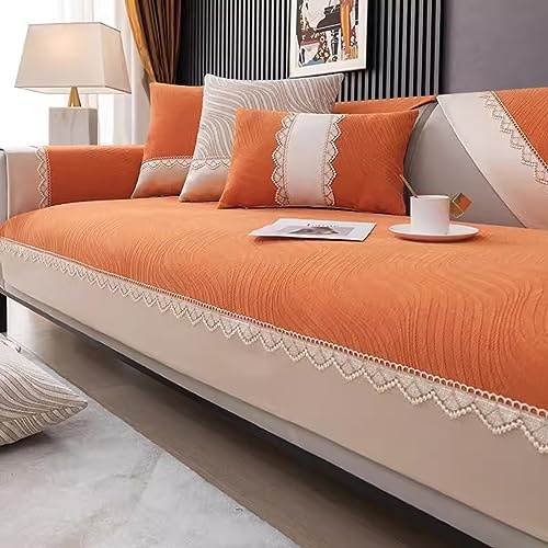 Sofakissen Hautfreundlich Chenille-Stoff Anti-Rutsch Sofabezug Geeignet für alle Jahreszeiten Faltenbeständigkeit Sofadecke (Farbe : A01, Größe : 70x130cm)
