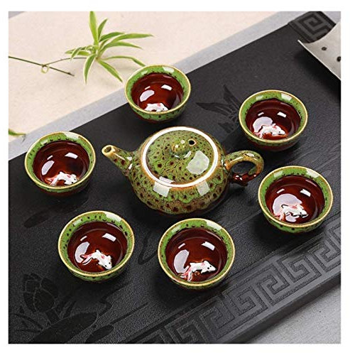 Service à thé en céramique orientale, théière Tetsubin en fonte, tasse à thé chinoise, porcelaine céladon, poisson, théière, verres, service à thé en céramique, tasse en céramique, cadeau chinois, acc