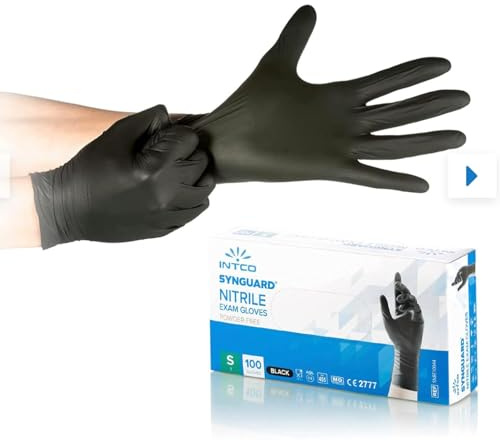 Nitril handschuhe, für medizinische Lebensmittel, Einweghandschuhe puderfrei, latexfrei, hypoallergen untersuchungshandschuhe (L, Schwarz, 100)