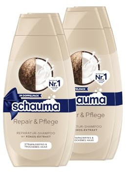 Schauma Shampoo Repair & Pflege, 2er Pack (2x 2x400 ml), Haarshampoo repariert das Haar und sorgt für Geschmeidigkeit, Reparatur-Shampoo für strapaziertes & trockenes Haar