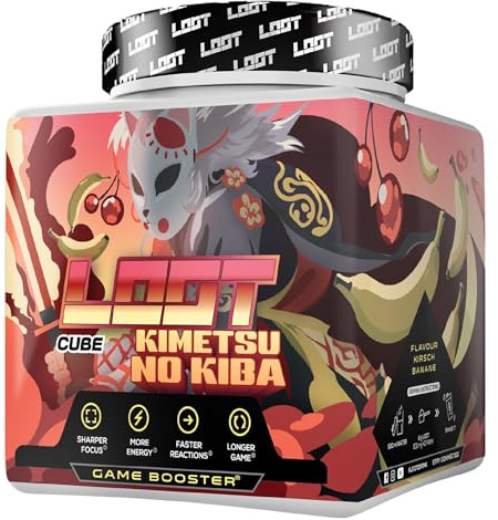 LOOT Energy Booster, Kimetsu no Kiba, 50 Servings (400g) | Konzentration, Ausdauer, Reaktionsfähigkeit, Mit Koffein & 20 einzigartigen Inhaltsstoffen, Flow-State Formel