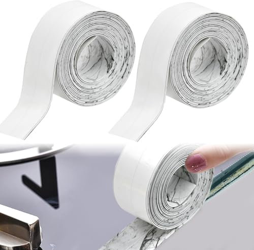 2 Rotoli Nastro Sigillante Lavello,Striscia Sigillante per Vasca da Bagno,Nastro Adesivo Sigillante in PVC, Striscia di Tenuta per Bordo Vasca da Bagno per Cucina,Lavandino(3,8 cm x 3,2 m)