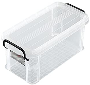 XPYGF565 Stockage de disques vinyles Rangement en Plastique, bacs de Rangement modulaires empilables avec poignées de Verrouillage Noires, 6,29 x 6,65 x 13,38 Pouces, Blanc Caisse d'enregistrement