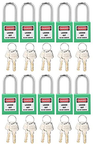 10 Pcs Cadenas de Consignation Cadenas D'isolation de Construction en Nylon 38 Mm Verrou de Verrouillage avec 20 Clés, Verrou de sécurité Technique pour le Pétrole, le Gaz