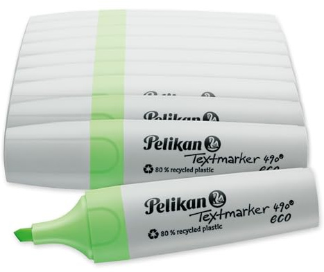 Pelikan Textmarker 490 eco, Neon-Grün, 10 Stück, mit Keilspitze | Pelikan Textmarker 490 eco, Neon-Grün, 10 Stück, mit Keilspitze