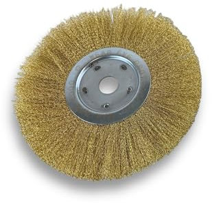 Lot de 6 brosses circulaires LAITON | Ø 300 mm | Epaisseur 1 rang | Fil dur 0.30 mm ondulé | Alésage 32 mm + réducteur bague 25/22/20/16/12 mm | Touret affûteuse ponceuse | Kibros 211301LTx6