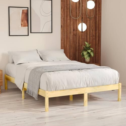 Willood Massivholzbett, Bett Holzbett für Schlafzimmer, Bettgestell Bettrahmen mit Lattenrost, Einzelbett/Zweibett Schlafzimmerbett, Kiefernholz 120x200 cm