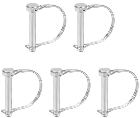 DTGN 8mm x 50mm (DxL) Wellenverriegelungsstift - 5er Pack - Gut für Farmanhänger Rasen - Kohlenstoffstahl Runder Anhängerkupplungsstift - Silberton