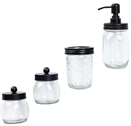 Beatifufu Juego de 4 Vasos de Vidrio para Cepillos de Caja de Jabón Artículos de Baño Diseño Resistente Fácil de Mantener