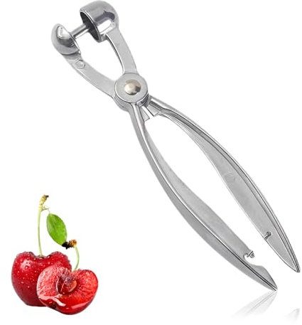 Cherry Pitter, Cherry Stoner Remover with Stainless Steel Rod, for Cherries, Olives, Red Dates - Coring and Pitting Device,Stainless Steel Rod and Food Grade Handle(Silver)