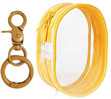Borsa piccola per portachiavi, borsa trasparente per portachiavi, borsa portatile per bambole, borsa per portachiavi, pratica borsa protettiva da polso per accessori, borsa da esposizione, Giallo