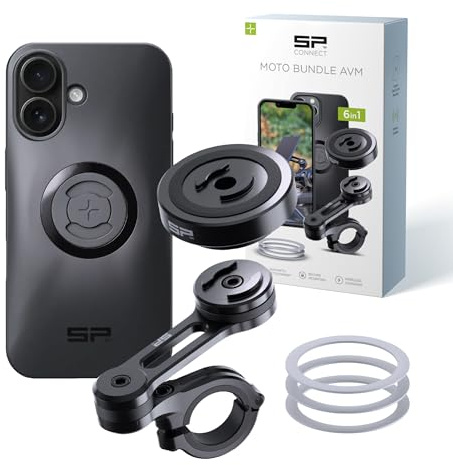 SP CONNECT Moto Bundle avec module anti-vibration | SPC+ | compatible avec iPhone 16 | Support de téléphone portable pour moto, vélo, scooter | Support de gadget pour GPS