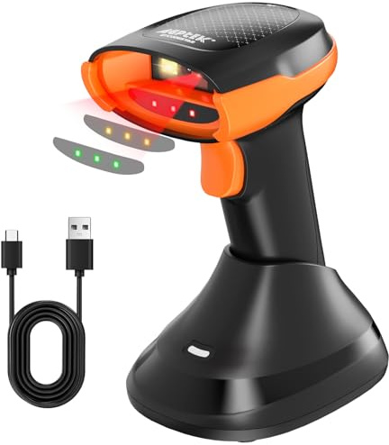 AGPTEK Bluetooth & 2.4GHz Wireless Barcode Scanner-für Farbbarcodes, 2D/1D QR Code Reader, Batteriestandsanzeige, anpassbaren Einstellungen & kabelloser Ladestation | Einzelhandel, Industrie, Logistik, 1D/2D QR-Code, Batterieanzeige, anpassbare Einstellungen, kabelloses Laden