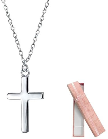 Chaîne en argent pour femme, élégante chaîne en argent pour femme, collier avec pendentif en forme de croix, convient aux femmes, filles, enfants, Noël, anniversaire