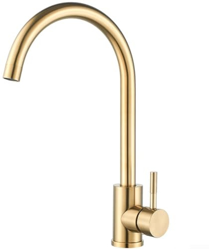 Zoegneer Robinet de cuisine doré rotatif à 360 degrés Robinet d'évier de cuisine chaud et froid Or brossé