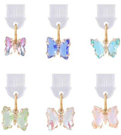 6pcs Charme de Prise Anti-Poussière Papillon, Coloré pour Téléphone Portable - Pendentifs de Port de Chargement Type C USBC Mignon