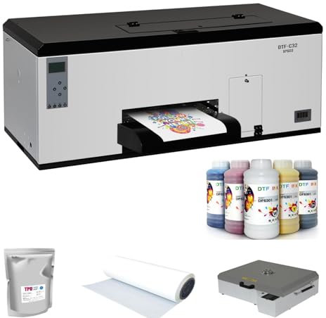 Furvveerr DTF Drucker XP600 T-Shirt Drucker Weiße mit Mischsystem und Zirkulationssystem für Weiße Tinte,A3 DTF Drucker,C32 Doppelkopf Heißmaler DTF-Drucker,DTF Transfer Drucker