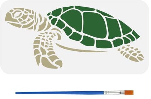 FINGERINSPIRE Seitliche schildkröt Mit Pinsel 15x30cm Muster Vorlage Kunststoff Tier Themen Meerestier Schablone