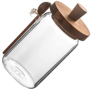 NAMOARLY Tarro De Almacenamiento De Vidrio Transparente Con Tapa De Madera Contenedor Multiusos Para Café Té Granos y Snacks Diseño Elegante y Práctico