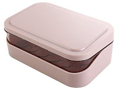 Boîte à savon en plastique avec couvercle, porte-savon de douche portable, double couche, étui à savon de voyage, porte-savon simple pour l'extérieur (rose)
