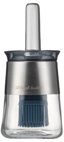 Dispensador De Aceite De Cocina Con Cepillo - Botella De Aceite De Vidrio De Metal Para Cocinar | Dispensador De Acero Inoxidable Para Vinagre Y Salsa | Botella De Aceite Con Cepillo De Silicona Para