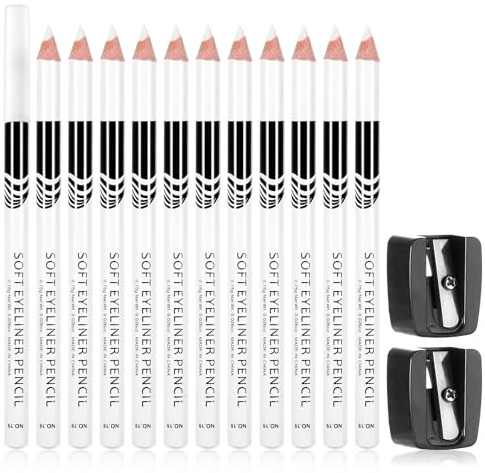 LXUEJIE 12Pcs Barber Pencil with 2 Sharpener White Magic Hairline Pencils for Lineup Beard Shaping Beard Guide Pen Barber Chalk for Beards Hair Makeup Design for Men