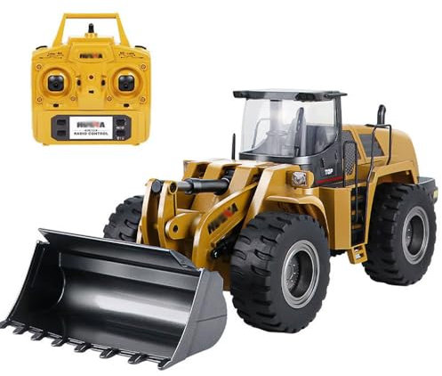 QIYHBVR RC-LKW, Legierungslader, Traktor, 2,4 G, Funksteuerung, Schraubenantrieb, Fernbedienung, Bulldozer, 4WD, Frontlader, Baufahrzeug, 10 Kanäle, elektronisches Spielzeug, Spiel, Hobby-Modell mit L
