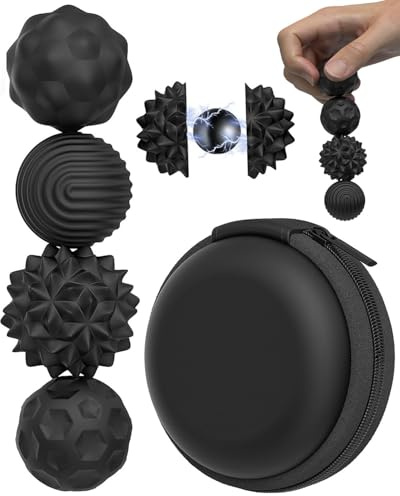 JUKOTA 4 Stück Magnetische Fidget Kugeln, Anti-Stress Sensorik Spielzeug aus Silikon, Magnetische Kugeln für Erwachsene & Kinder, Stressabbau & Entspannung, Motorikspielzeug für Zuhause & Büro